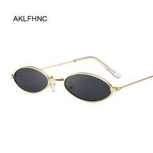 Load image into Gallery viewer, vintage small oval black sunglasses